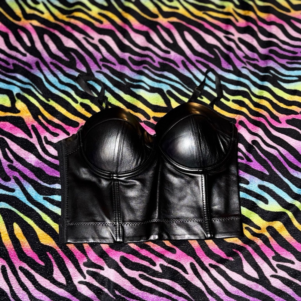 Black Leather Bustier Top